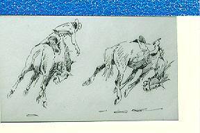 Untitled (2 Sketches of Bucking Horses)