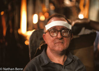 A glassblower by a furnace at Corning Glass Works from FLX Kodachrome Series
