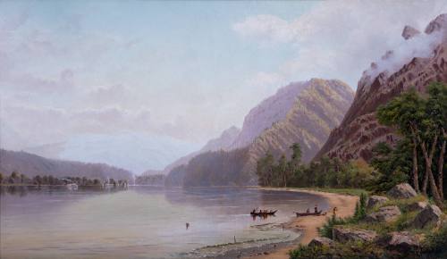 Indian Canoes on the Columbia River