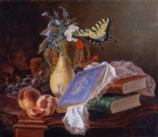 Still Life with Books, Peach and Butterfly